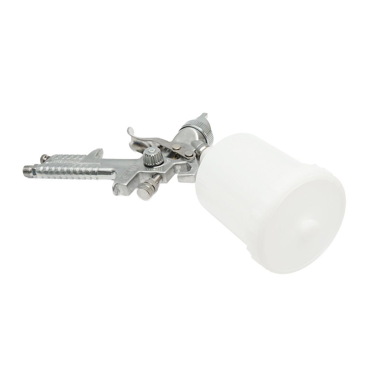 Pistol de vopsit cu aer comprimat 0.6L, cupa din plastic in partea de sus, duza 1.4mm